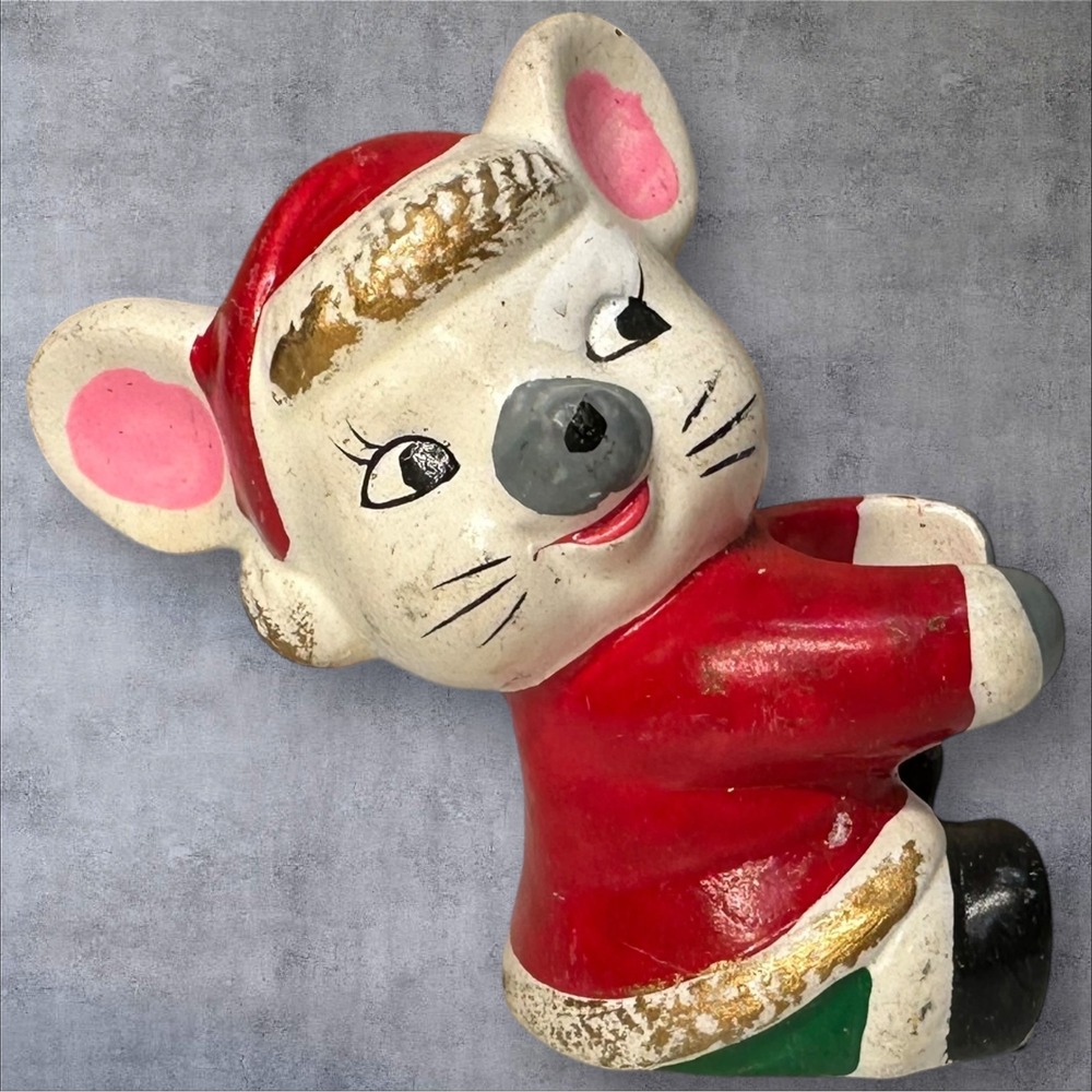 Vintage‎ Handcrafted for RB Christmas Mouse Candle Hugger Taiwan